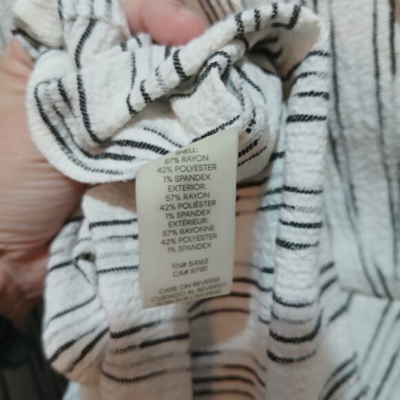 Calvin Klein Striped Dress Womens Size 10 Black Cream White Sleeveless Faux Wrap - Picture 7 of 8